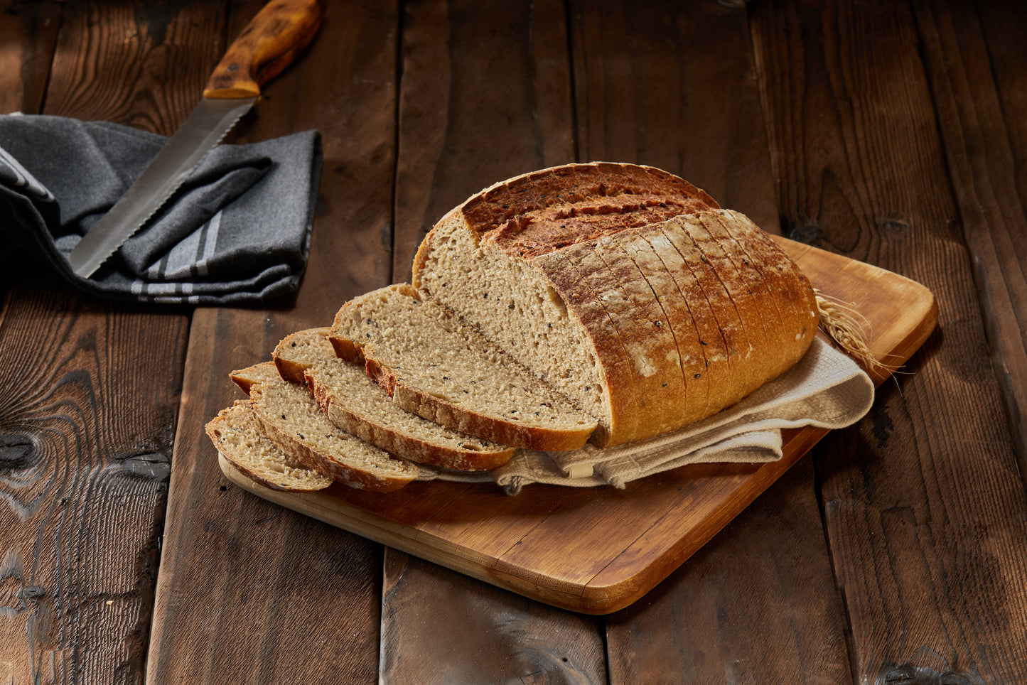 Whole-wheat Sourdough with Honey and Seeds